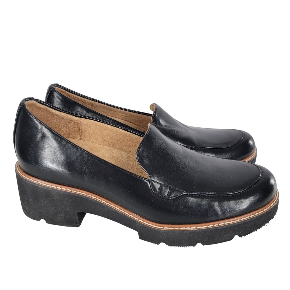 Naturalizer Black Leather Platform Loafers